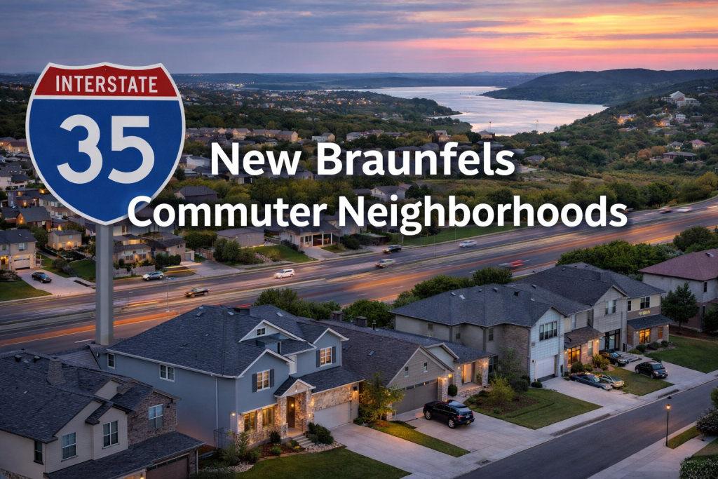 New Braunfels commuter neighborhoods along IH-35 with homes near Loop 337 and Canyon Lake