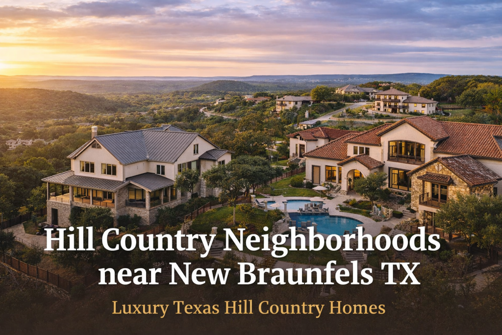 Hill Country neighborhoods near New Braunfels featuring luxury homes and scenic views
